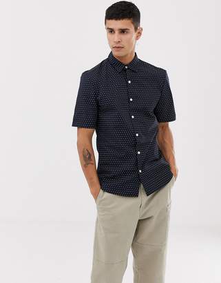 New Look muscle fit shirt in navy polka dot