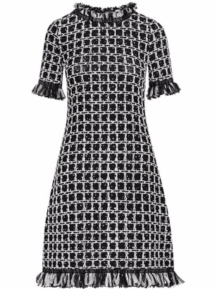 Oscar de la Renta Tweed Grid-Check Sequin Dress