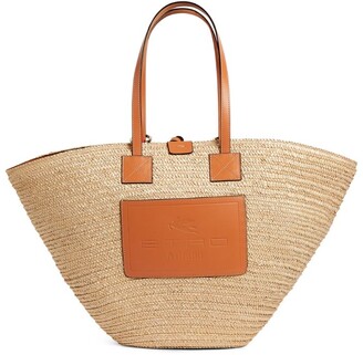 lined straw tote bolsa