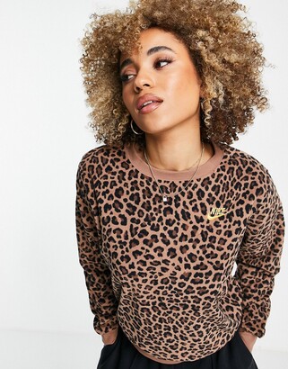 Nike Futura sweatshirt in brown leopard print - ShopStyle