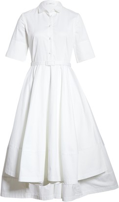 Co Belted Cotton Fit & Flare Shirtdress