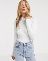 Thumbnail for your product : New Look long sleeve turtle neck ribbed body in cream