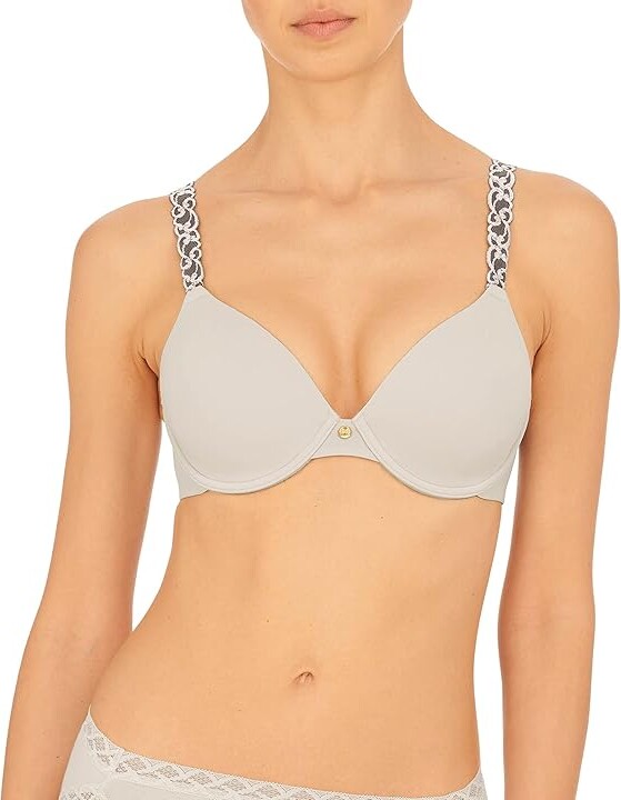Natori Pure Luxe Contour Underwire 732080 Women's Bra Linen/Mineral : 32B, Lace/Nylon/Polyester