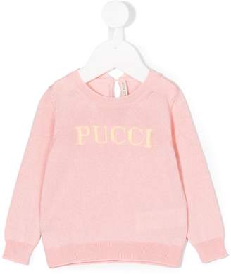 Emilio Pucci Junior logo intarsia sweater