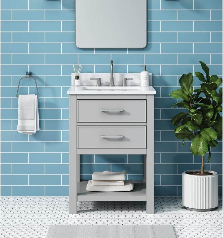 Avanity Brooks 25 in. Single Sink Chilled Gray Bath Vanity with Cala White Engineered Stone Top