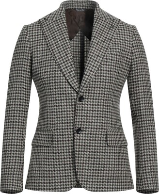 Atterley Men Clothing Jackets Blazers Zach Taupe With Burgundy & Black Micro-Houndstooth Pattern Suit Jacket 