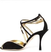 Thumbnail for your product : Dolce & Gabbana Keira Black Suede And Gold Leather Sandals