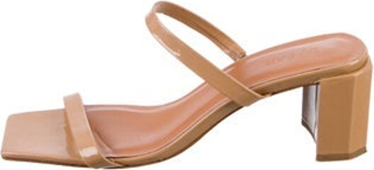 BY FAR Patent Leather Slides Neutrals