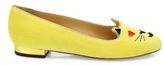 Thumbnail for your product : Charlotte Olympia Velvet Flirty Emoticon Kitty Flats
