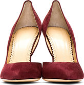 Thumbnail for your product : Charlotte Olympia Burgundy Suede The Lady Is A Vamp Pumps