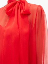 Thumbnail for your product : Valentino Pussy-bow Silk-chiffon Blouse - Red