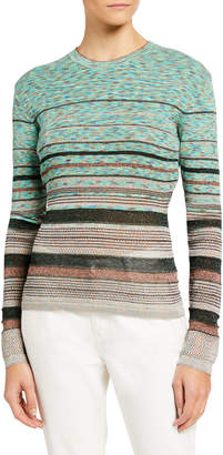 M Missoni Space-Dye Crewneck Sweater with Metallic Stripes