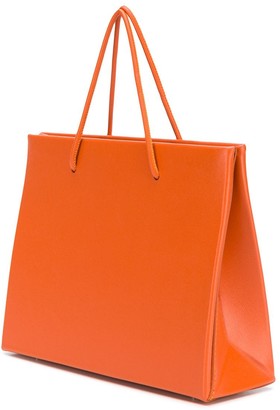 Medea Logo Print Leather Tote Bag