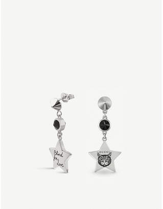 Gucci Blind for Love star-shaped sterling silver and black spinel earrings