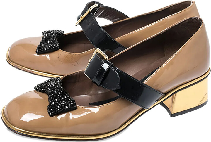 Marni Pre-Owned 40mm Bow-Detail Patent-Leather Pumps