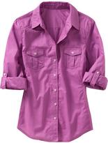 Thumbnail for your product : Old Navy Women's Rib-Knit Trim Camp Shirts