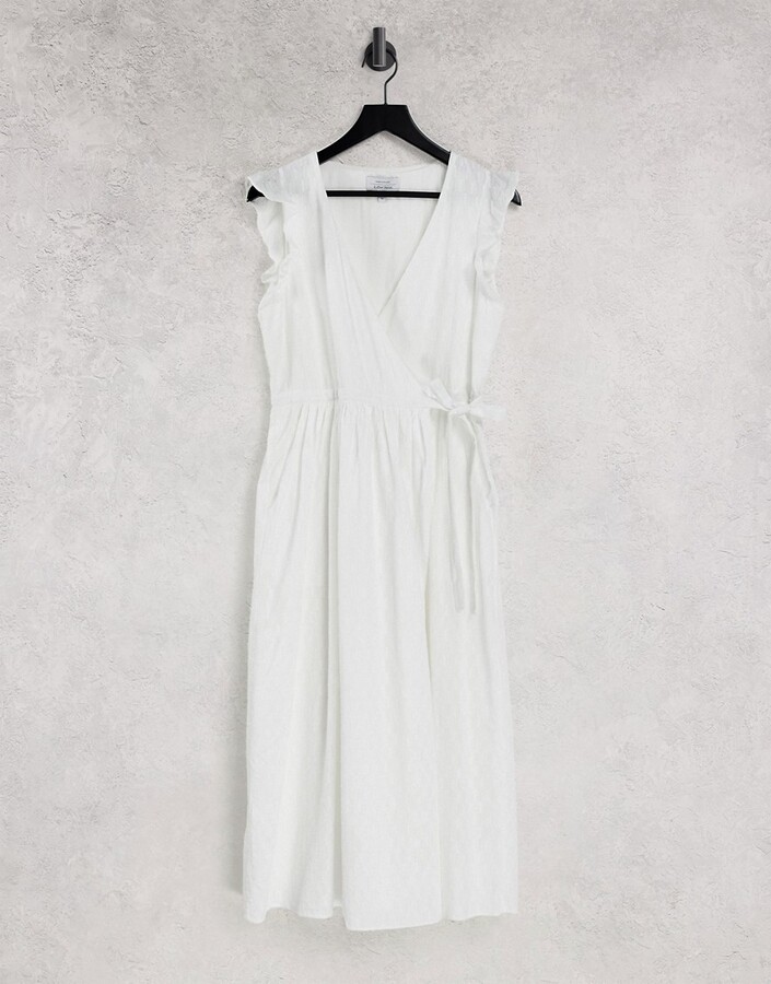And other stories & broderie frill detail midi dress in white - WHITE ...