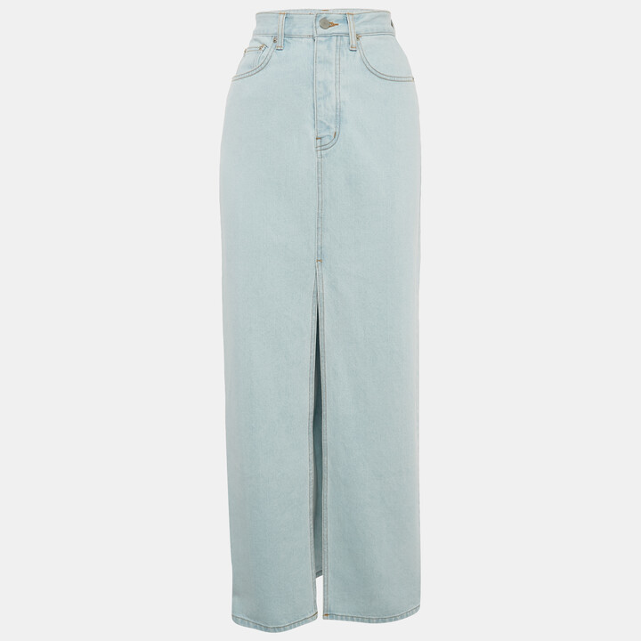 The Frankie Shop Blue Denim Slit Detail Maxi Skirt S
