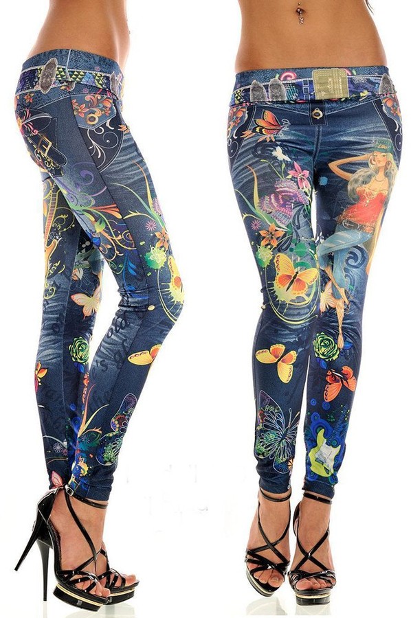 WOYAOFEI Sexy Women's Skinny Blue Jeans Denim Leggings Stretchy Jeggings  Trousers with Seamless Jeans Simulation Painted Printed Leggings Black Blue  Size: Free Size - Blue - One size - ShopStyle