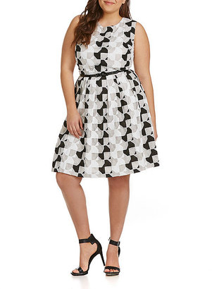 Calvin Klein Geometric-Print Fit-and-Flare Dress