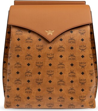 バッグ MCM Stark Flight Print BackPack MCM Visetos Flight Print Medium Stark Backpack Cognac 473199