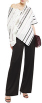 Thumbnail for your product : Roland Mouret Barrio Cold-shoulder Draped Striped Jacquard Top