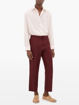 Thumbnail for your product : Edward Crutchley Wool-blend Straight-leg Trousers - Burgundy