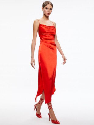 Alice + Olivia Vista Asymmetrical Midi Slip Dress