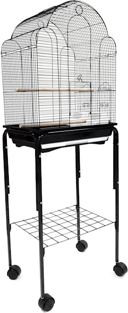YML Bar Spacing Shell Top Bird Black Cage with Stand, Small