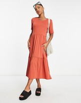 Thumbnail for your product : JDY jersey smock midi dress in rust