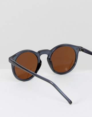 ASOS Round Sunglasses In Crystal Blue