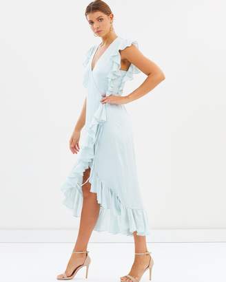 Shona Joy Zephyr Ruffle Wrap Midi Dress