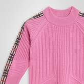 Thumbnail for your product : Burberry Check Detail Wool Cashmere Sweater