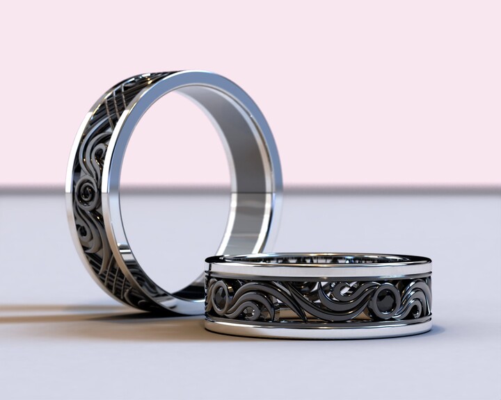 Etsy Black Diamond Wedding Band/Fine Jewelry Matching Set Grooms Ring Pricess Cut 14K Gold