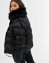 Thumbnail for your product : Koko short padded coat with faux fur trim