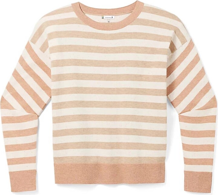 Smartwool Women's Edgewood Boyfriend Crew Sweater In Almond Donegal