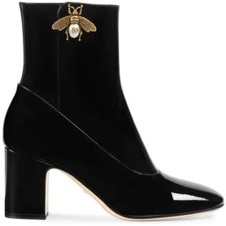 Gucci Patent leather ankle boot with bee