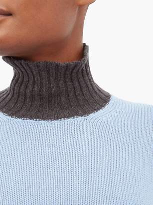Marni Colour-block High-neck Cashmere Sweater - Womens - Blue Multi