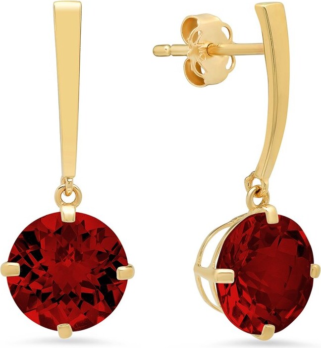 Maxcolor 14K 3.60 Ct. Tw. Garnet Drop Earrings