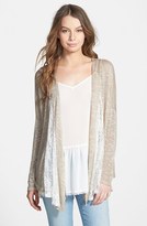 Thumbnail for your product : Paper Crane Lace Inset Open Cardigan (Juniors)