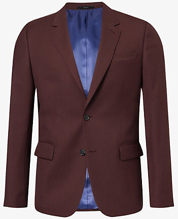 Paul Smith Mens Very Dk Red Single-Breasted Wool Blazer 42