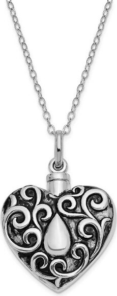 Black Bow Jewelry Co. BlackBowJewelrySterlingSilverAntiquedGrievingHeartAshHolderNecklace18Inch