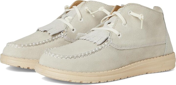 Hey Dude Wendy Mid Elevated Women's Flat Shoes Ivory : 12 M, Suede
