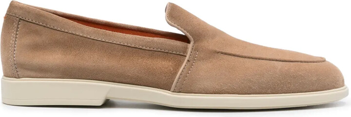 Santoni Almond Suede Loafers