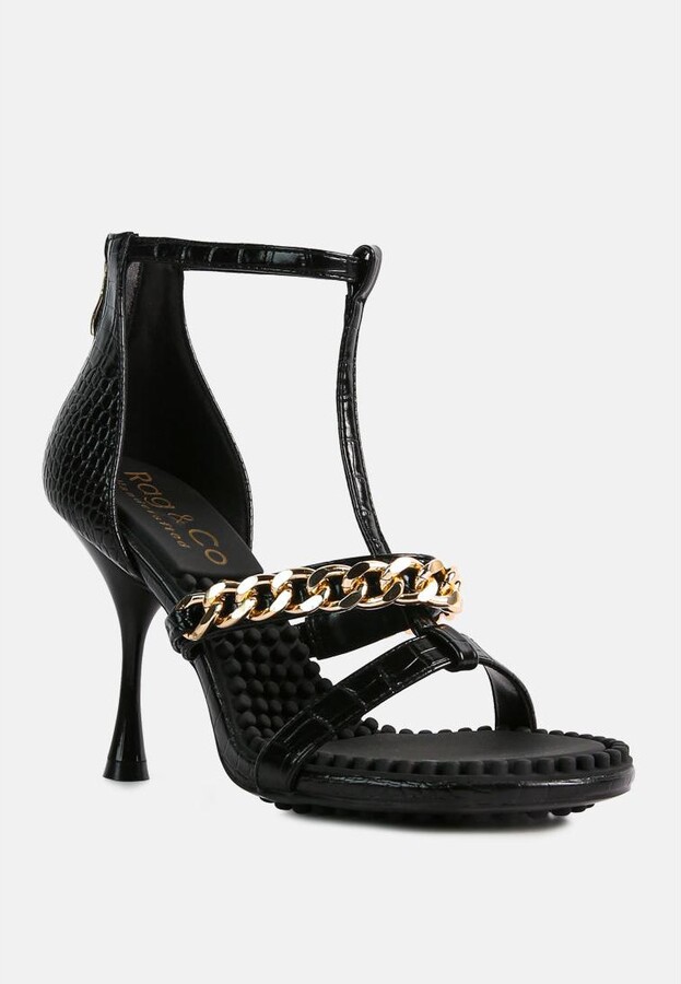 Rag & Co Dakota Womens Metal Chain Embellishment Sandals