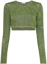 Thumbnail for your product : Oseree Lumiere Lurex cropped top