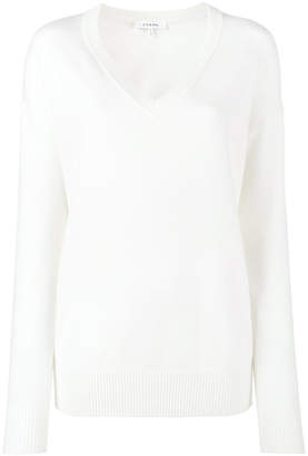 Frame Denim Off-White Knitted V-Neck Jumper