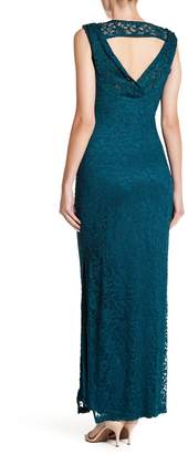 Marina V-Neck Long Lace Dress