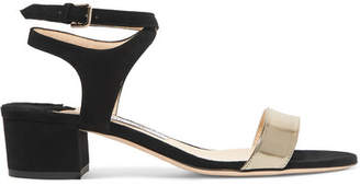 Jimmy Choo Marine 35 Suede And Metallic Leather Sandals