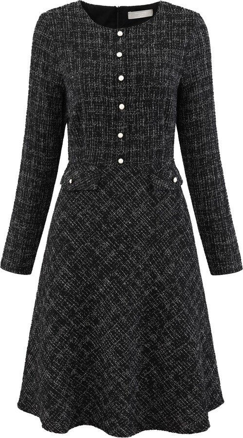 Ladies Dresses Tweed Dress Amazon Shein Women's Split Scoop Neck